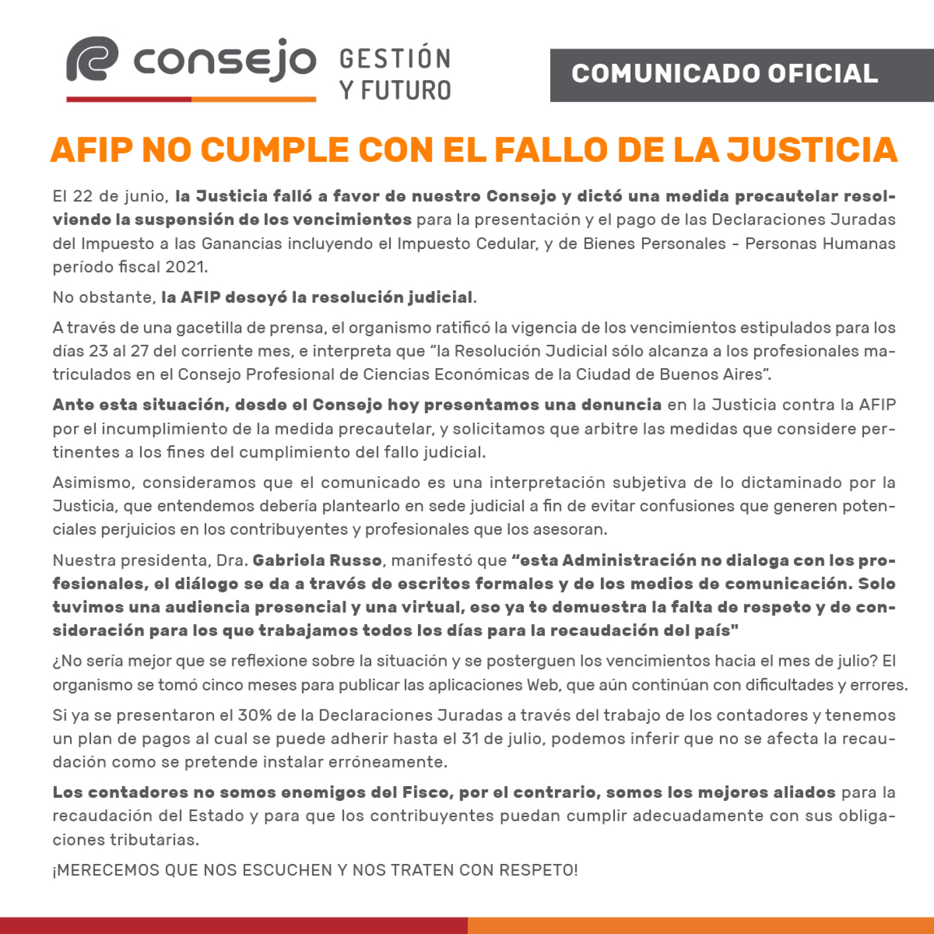 Comunicado Oficial